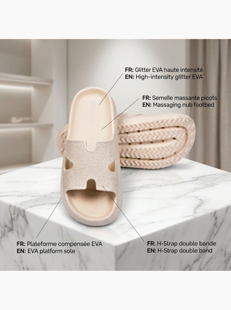 OZABI Claquette Glitter H-Strap EVA 6 Coloris Beige - Kiabi