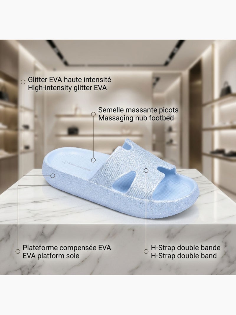 OZABI Claquette Glitter H-Strap EVA 6 Coloris Bleu - Kiabi