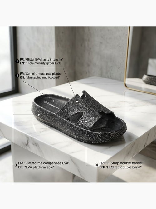 OZABI Claquette Glitter H-Strap EVA 6 Coloris - Kiabi OZABI Claquette Glitter H-Strap EVA 6 Coloris - Kiabi