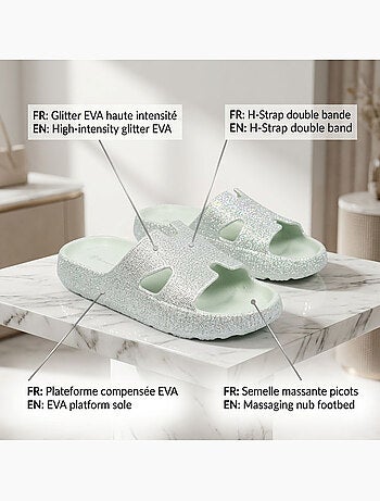 OZABI Claquette Glitter H-Strap EVA 6 Coloris