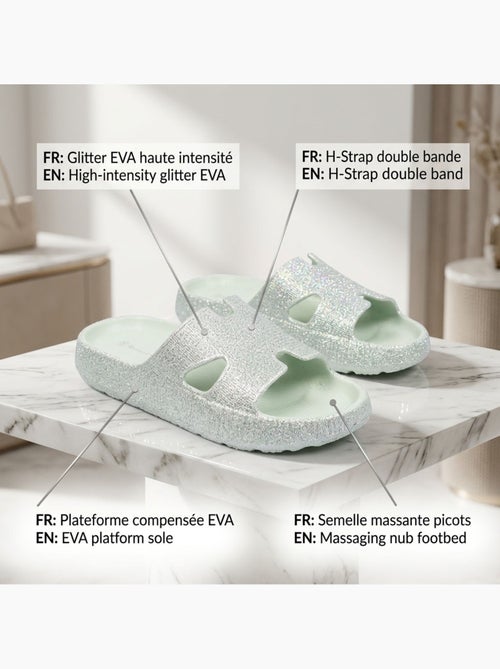 OZABI Claquette Glitter H-Strap EVA 6 Coloris - Kiabi