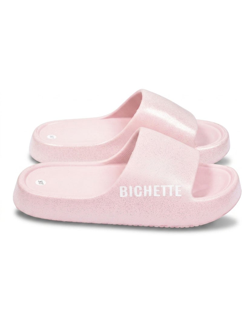 OZABI Claquette Glitter Message Humour 4 Coloris Rose - Kiabi