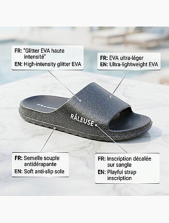 OZABI Claquette Glitter Message Humour 5 Coloris