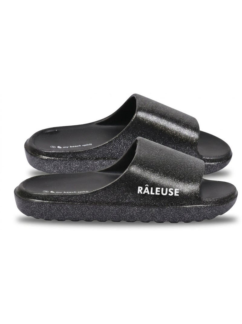 OZABI Claquette Glitter Message Humour 5 Coloris Noir - Kiabi