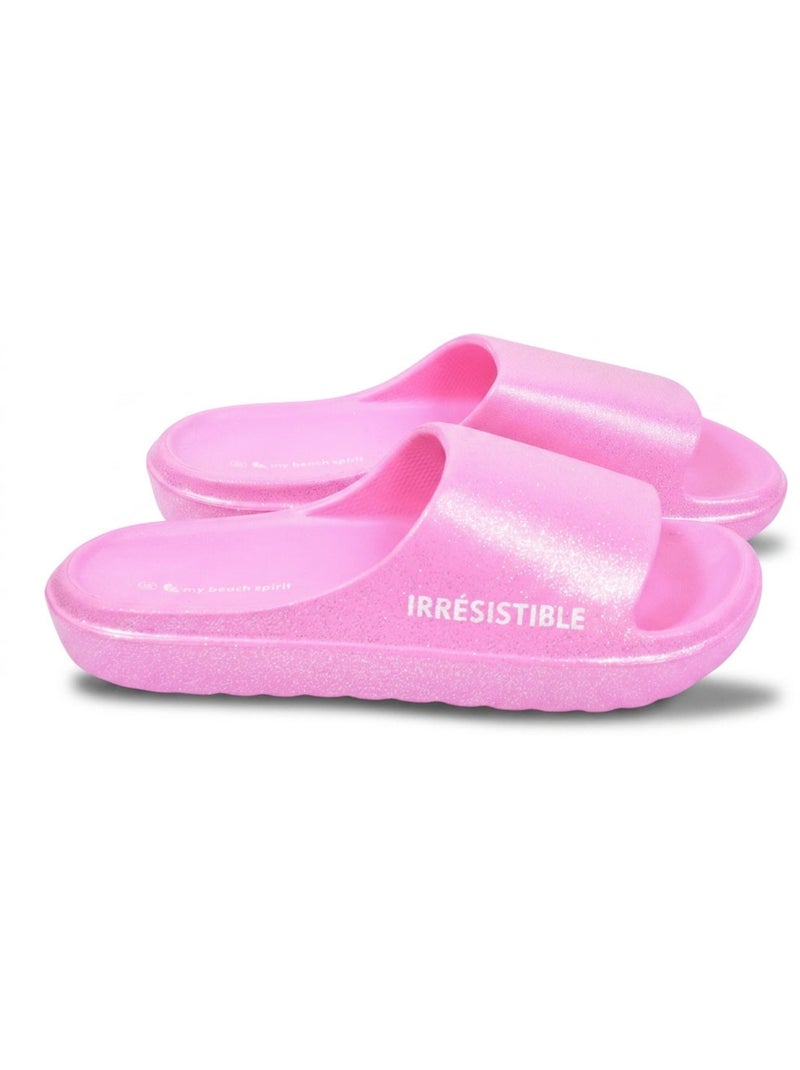 OZABI Claquette Glitter Message Humour 5 Coloris Rose - Kiabi