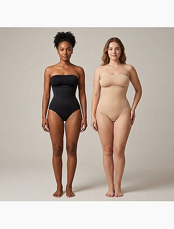 OZABI Culotte Gainante Femme Taille Haute Lot 2 Noir Chair