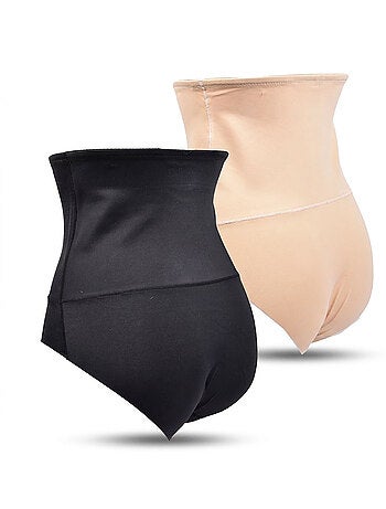 OZABI Culotte Gainante Femme Taille Haute Lot 2 Noir Chair