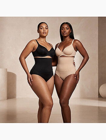 OZABI Culotte Gainante Femme Taille Haute Lot 2 Noir Chair