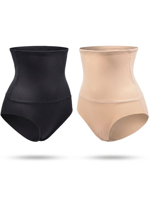 OZABI Culotte Gainante Femme Taille Haute Lot 2 Noir Chair - Kiabi