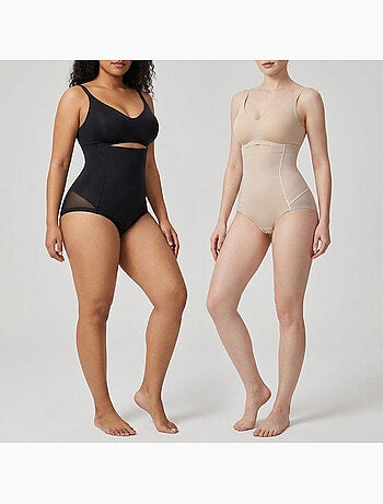 OZABI Culotte Gainante Femme Taille Haute Lot 2 Noir Chair