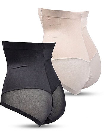 OZABI Culotte Gainante Femme Taille Haute Lot 2 Noir Chair