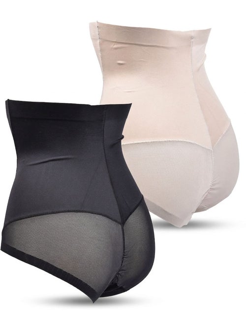 OZABI Culotte Gainante Femme Taille Haute Lot 2 Noir Chair - Kiabi