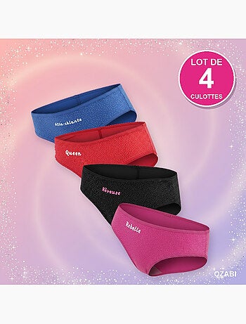 Ozabi culottes fille message humoristique pois pailletés - pack de 4 (lot)
