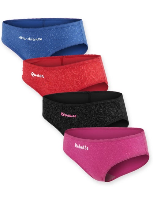 Ozabi culottes fille message humoristique pois pailletés - pack de 4 (lot) - Kiabi Ozabi culottes fille message humoristique pois pailletés - pack de 4 (lot) - Kiabi