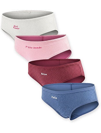 Ozabi culottes fille message humoristique pois pailletés - pack de 4 (lot)