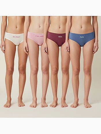 Ozabi culottes fille message humoristique pois pailletés - pack de 4 (lot)