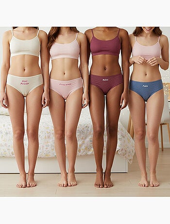 Ozabi culottes fille message humoristique pois pailletés - pack de 4 (lot)