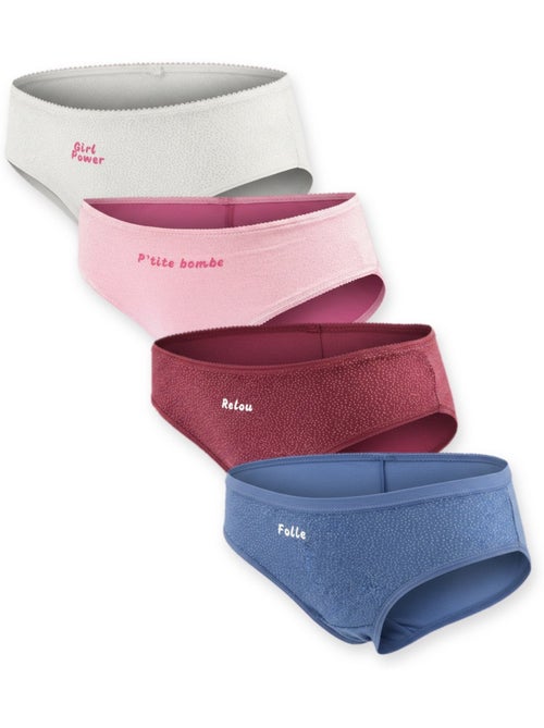 Ozabi culottes fille message humoristique pois pailletés - pack de 4 (lot) - Kiabi Ozabi culottes fille message humoristique pois pailletés - pack de 4 (lot) - Kiabi