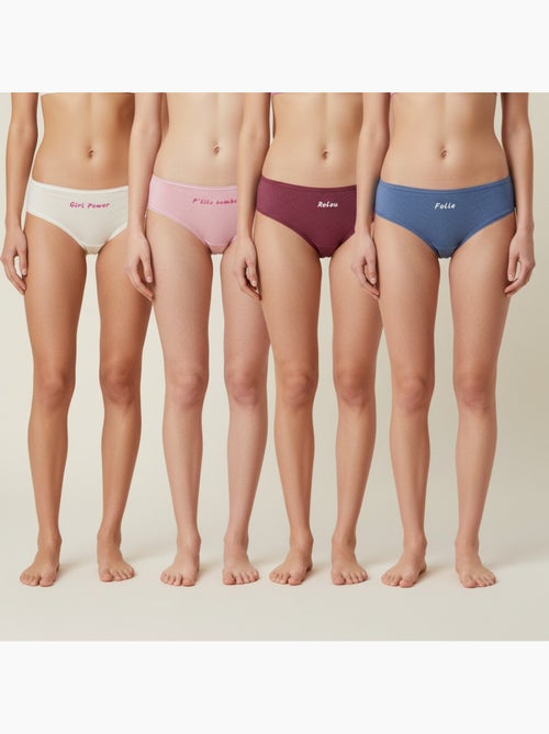 Ozabi culottes fille message humoristique pois pailletés - pack de 4 (lot) - Kiabi Ozabi culottes fille message humoristique pois pailletés - pack de 4 (lot) - Kiabi
