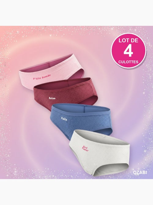 Ozabi culottes fille message humoristique pois pailletés - pack de 4 (lot) - Kiabi Ozabi culottes fille message humoristique pois pailletés - pack de 4 (lot) - Kiabi