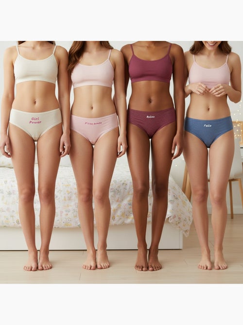 Ozabi culottes fille message humoristique pois pailletés - pack de 4 (lot) - Kiabi Ozabi culottes fille message humoristique pois pailletés - pack de 4 (lot) - Kiabi