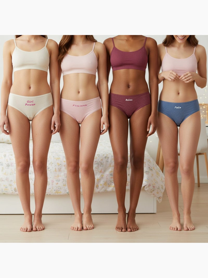 Ozabi culottes fille message humoristique pois pailletés - pack de 4 (lot) Ecru - Kiabi