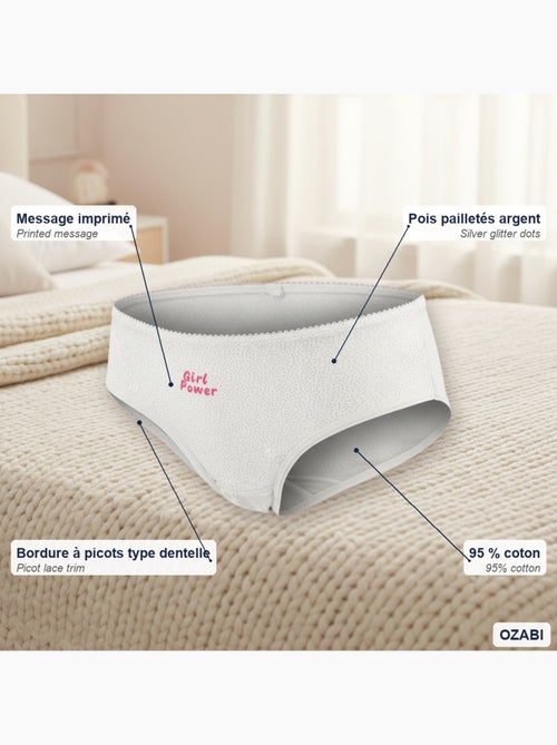 Ozabi culottes fille message humoristique pois pailletés - pack de 4 (lot) - Kiabi Ozabi culottes fille message humoristique pois pailletés - pack de 4 (lot) - Kiabi