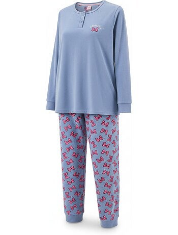 Ozabi ensemble pyjama femme coton doublé polaire broderie lurex