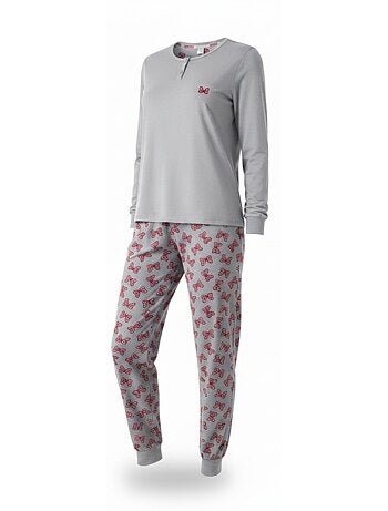 Ozabi ensemble pyjama femme coton doublé polaire broderie lurex
