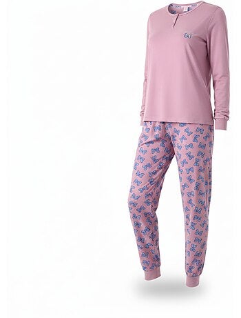 Ozabi ensemble pyjama femme coton doublé polaire broderie lurex
