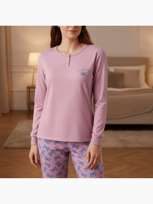 Ozabi ensemble pyjama femme coton doublé polaire broderie lurex - Kiabi Ozabi ensemble pyjama femme coton doublé polaire broderie lurex - Kiabi
