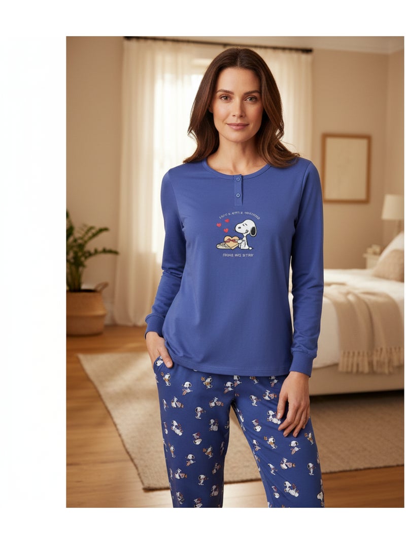 Ozabi ensemble pyjama femme léger broderie motif fantaisie Bleu - Kiabi