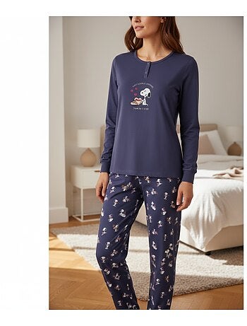 Ozabi ensemble pyjama femme léger broderie motif fantaisie