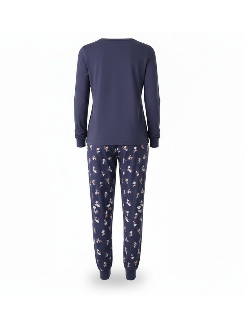 Ozabi ensemble pyjama femme léger broderie motif fantaisie Bleu marine - Kiabi