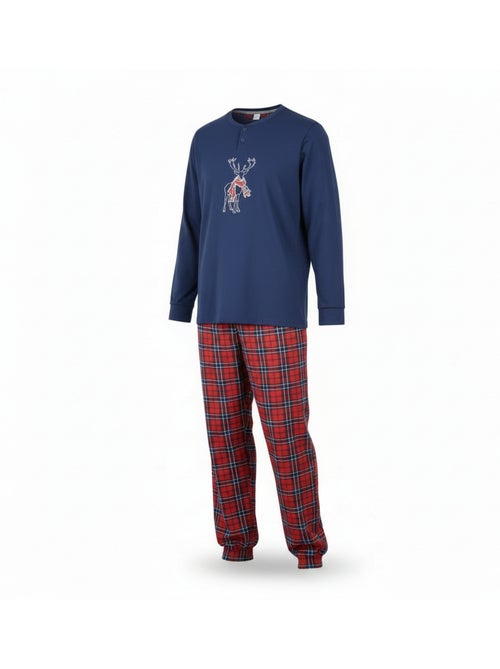 Ozabi ensemble pyjama homme coton majoritaire broderie cerf écossais - Kiabi Ozabi ensemble pyjama homme coton majoritaire broderie cerf écossais - Kiabi
