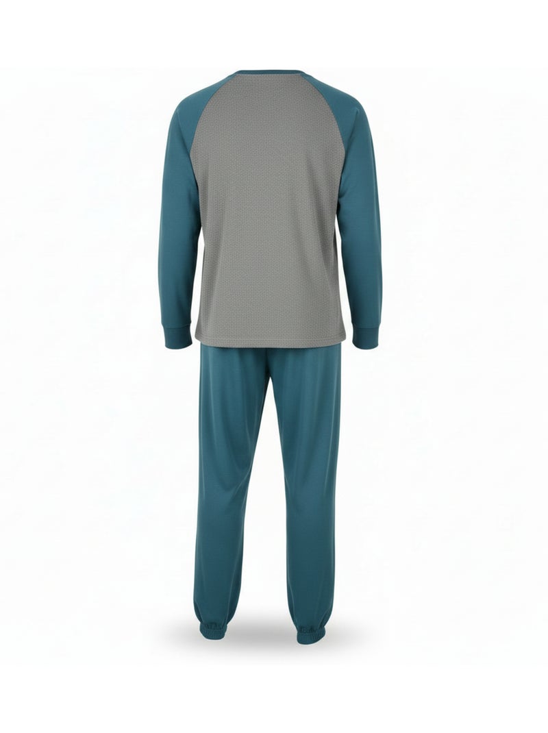 Ozabi ensemble pyjama homme doublé polaire bicolore sweet secret club Bleu - Kiabi