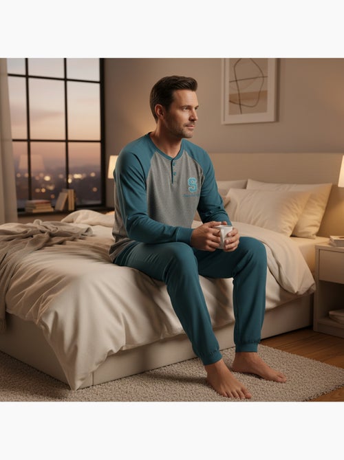 Ozabi ensemble pyjama homme doublé polaire bicolore sweet secret club - Kiabi