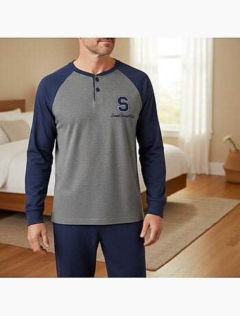 Ozabi ensemble pyjama homme doublé polaire bicolore sweet secret club