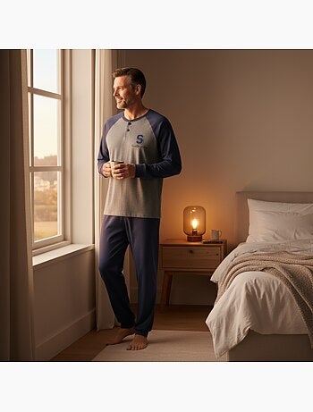 Ozabi ensemble pyjama homme doublé polaire bicolore sweet secret club