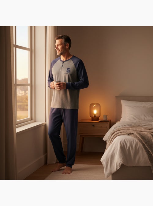 Ozabi ensemble pyjama homme doublé polaire bicolore sweet secret club - Kiabi