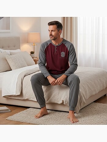 Ozabi ensemble pyjama homme doublé polaire bicolore sweet secret club