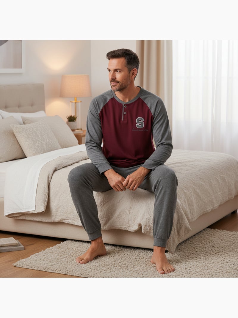 Ozabi ensemble pyjama homme doublé polaire bicolore sweet secret club Bordeaux - Kiabi