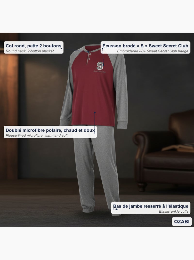 Ozabi ensemble pyjama homme doublé polaire bicolore sweet secret club Bordeaux - Kiabi