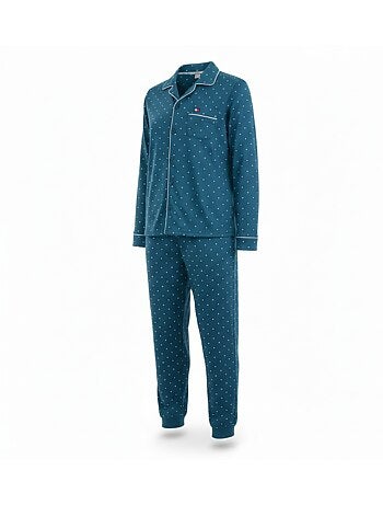 Ozabi ensemble pyjama homme doublé polaire boutonné petits pois