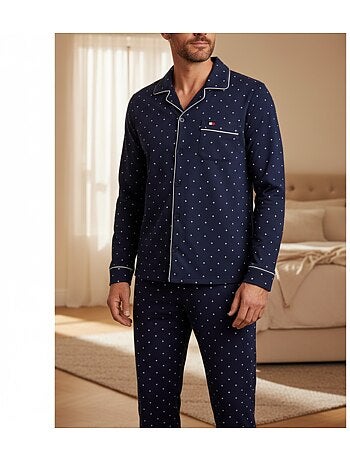 Ozabi ensemble pyjama homme doublé polaire boutonné petits pois