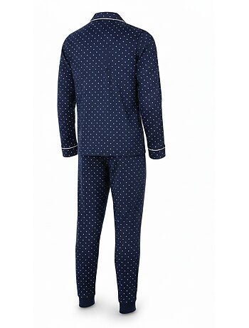 Ozabi ensemble pyjama homme doublé polaire boutonné petits pois
