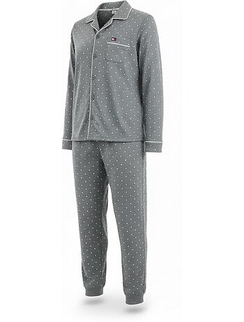 Ozabi ensemble pyjama homme doublé polaire boutonné petits pois