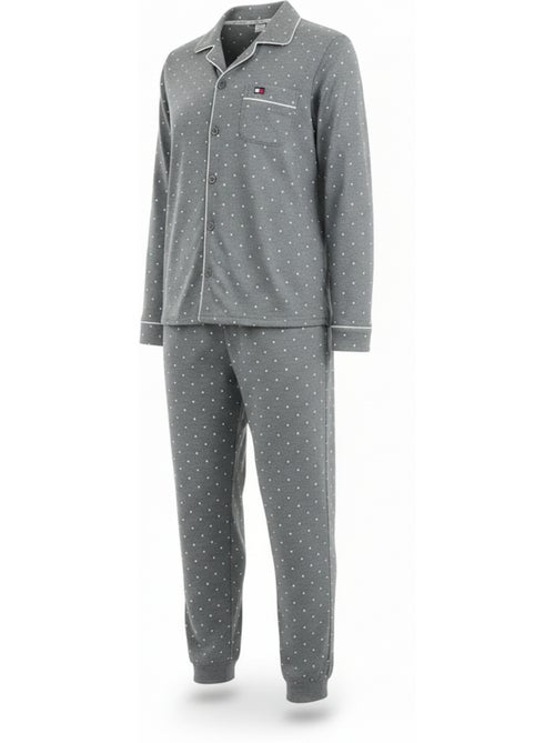 Ozabi ensemble pyjama homme doublé polaire boutonné petits pois - Kiabi Ozabi ensemble pyjama homme doublé polaire boutonné petits pois - Kiabi