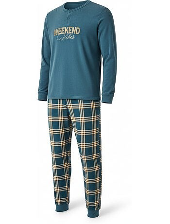 Ozabi ensemble pyjama homme doublé polaire broderie weekend vibes