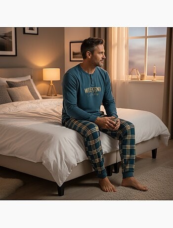 Ozabi ensemble pyjama homme doublé polaire broderie weekend vibes